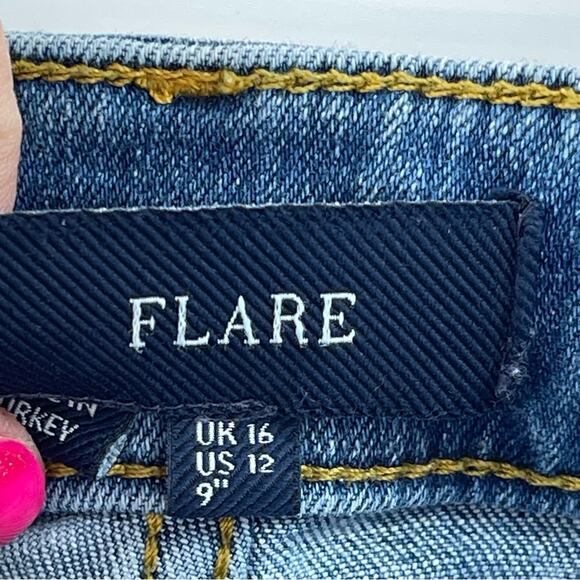 Boden Flare Cropped Ankle Jeans High Waist Wide Leg Medium Wash Jeans Size 12 - Picture 6 of 10